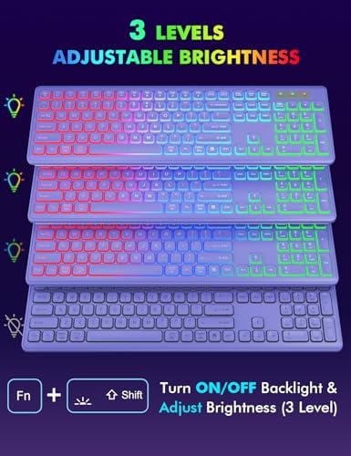 Wireless Keyboard and Mouse Combo  RGB Backlit  Rechargeable & Light Up Letters  Full Size  Soft Typing  Sleep Mode  2 4GHz Quiet Keyboard Set for Mac  Windows  Laptop  PC  Trueque  Black 