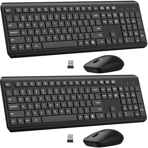 Wireless Keyboard and Mouse Combo  Full Size Silent Ergonomic Keyboard and Mouse  Long Battery Life  Optical Mouse  2 4G Lag Free Cordless Mice Keyboard for Computer  Mac  Laptop  PC  Window 8 Pack 