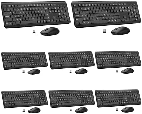 Wireless Keyboard and Mouse Combo  Full Size Silent Ergonomic Keyboard and Mouse  Long Battery Life  Optical Mouse  2 4G Lag Free Cordless Mice Keyboard for Computer  Mac  Laptop  PC  Windows
