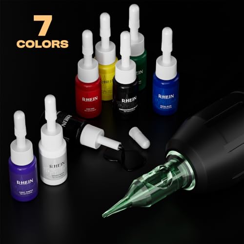 Wireless Tattoo Gun Kit Rotary Tattoo Machine Pen Kit with 1PCS Battery and 20 Pcs Cartridge Needles 7 Colors Ink