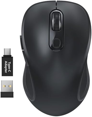 WisFox 2 4G Wireless Mouse for Laptop  Ergonomic Computer Mouse with USB Receiver and 3 Adjustable Levels  6 Button Wireless Mice for Windows Mac PC Notebook  Grey 