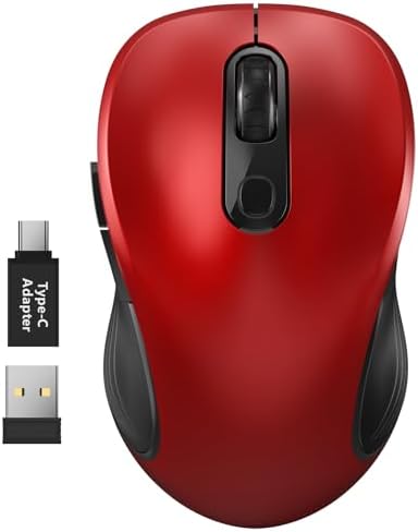 WisFox 2 4G Wireless Mouse for Laptop  Ergonomic Computer Mouse with USB Receiver and 3 Adjustable Levels  6 Button Wireless Mice for Windows Mac PC Notebook  Grey 