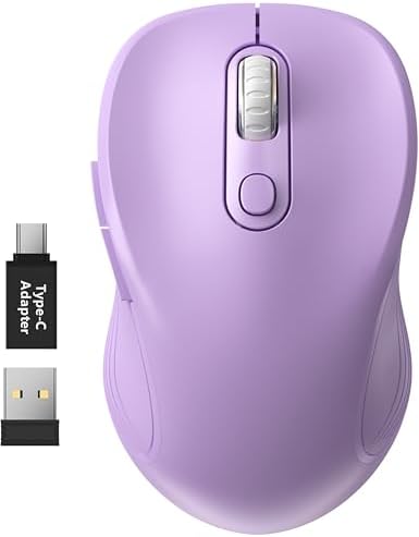 WisFox 2 4G Wireless Mouse for Laptop  Ergonomic Computer Mouse with USB Receiver and 3 Adjustable Levels  6 Button Wireless Mice for Windows Mac PC Notebook  Grey 