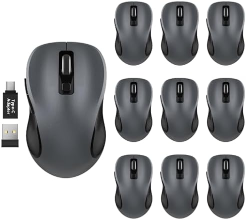 WisFox 2 4G Wireless Mouse for Laptop  Ergonomic Computer Mouse with USB Receiver and 3 Adjustable Levels  6 Button Wireless Mice for Windows Mac PC Notebook  Grey 