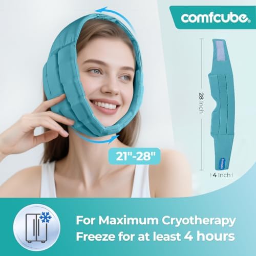 Wisdom Teeth Ice Pack Head Wrap  2 Hours Long Lasting Cold Therapy Flexible Snug Fit Jaw Face Ice Pack for Oral Surgery  TMJ  Teeth Removed Pain  Cosmetic Injection  Swelling
