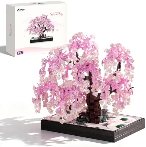 Wise Block Cherry Blossom Tree Building Block Set for Adult 900 Pcs Artificial Bonsai Tree Plants for Home Decor  Adult Ages 18
