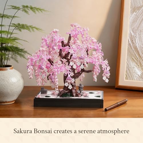 Wise Block Cherry Blossom Tree Building Block Set for Adult 900 Pcs Artificial Bonsai Tree Plants for Home Decor  Adult Ages 18