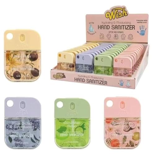 Wish Hand Sanitizer Spray Travel Size 40 Pack  1 2 FL OZ  35mL  Each   Vanilla  Sandalwood  Fresh Coconut  Macadamia   Hydrating & Moisturizing Formula  40 Pack 
