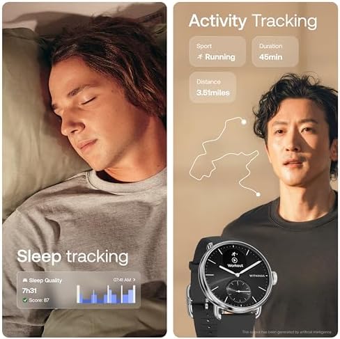 Withings ScanWatch 2 - Reloj inteligente híbrido, monitoreo de frecuencia cardíaca, rastreador de fitness, seguimiento de ciclo, monitoreo del sueño, rastreador GPS, duración de la batería de 30 días, compatible con Android y Apple, HSA/FSA