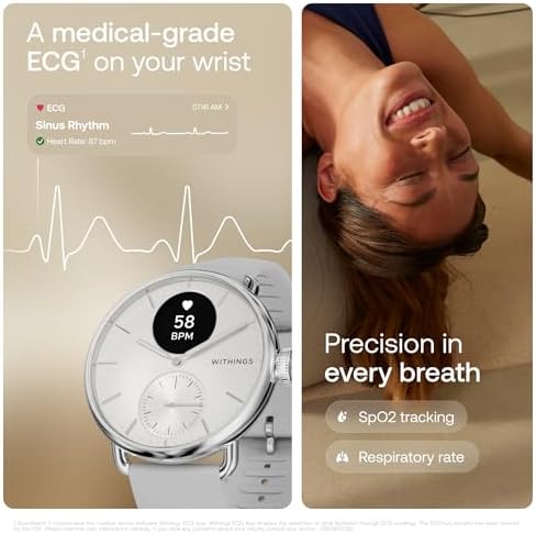 Withings ScanWatch 2 - Reloj inteligente híbrido, monitoreo de frecuencia cardíaca, rastreador de fitness, seguimiento de ciclo, monitoreo del sueño, rastreador GPS, duración de la batería de 30 días, compatible con Android y Apple, HSA/FSA