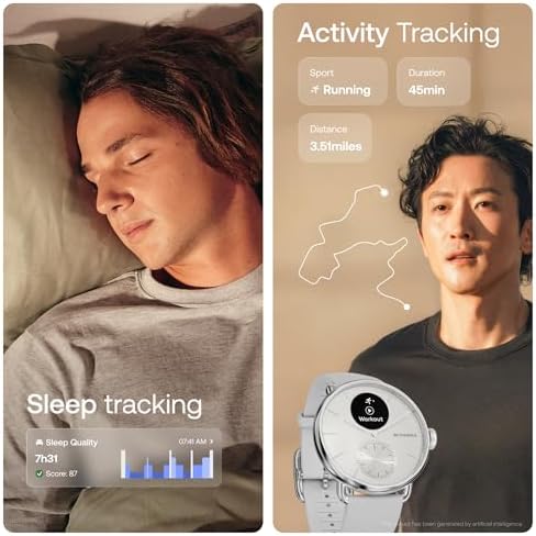 Withings ScanWatch 2 - Reloj inteligente híbrido, monitoreo de frecuencia cardíaca, rastreador de fitness, seguimiento de ciclo, monitoreo del sueño, rastreador GPS, duración de la batería de 30 días, compatible con Android y Apple, HSA/FSA