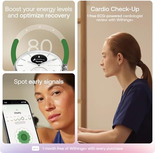 Withings ScanWatch 2 - Reloj inteligente híbrido, monitoreo de frecuencia cardíaca, rastreador de fitness, seguimiento de ciclo, monitoreo del sueño, rastreador GPS, duración de la batería de 30 días, compatible con Android y Apple, HSA/FSA