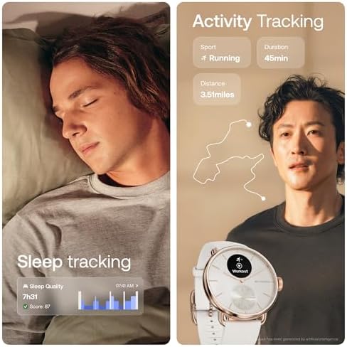 Withings ScanWatch 2 - Reloj inteligente híbrido, monitoreo de frecuencia cardíaca, rastreador de fitness, seguimiento de ciclo, monitoreo del sueño, rastreador GPS, duración de la batería de 30 días, compatible con Android y Apple, HSA/FSA