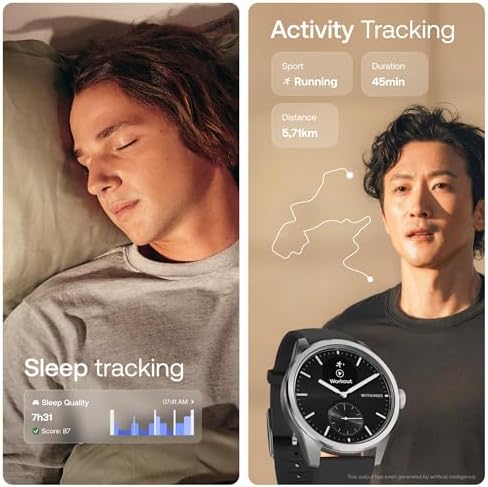 Withings ScanWatch 2 - Reloj inteligente híbrido, monitoreo de frecuencia cardíaca, rastreador de fitness, seguimiento de ciclo, monitoreo del sueño, rastreador GPS, duración de la batería de 30 días, compatible con Android y Apple, HSA/FSA