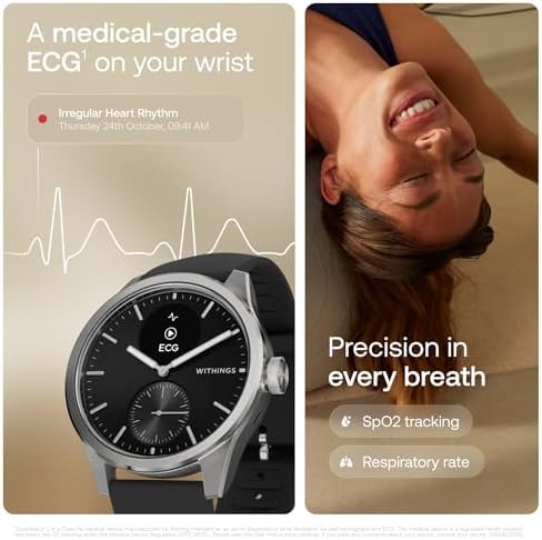 Withings ScanWatch 2 - Reloj inteligente híbrido, monitoreo de frecuencia cardíaca, rastreador de fitness, seguimiento de ciclo, monitoreo del sueño, rastreador GPS, duración de la batería de 30 días, compatible con Android y Apple, HSA/FSA
