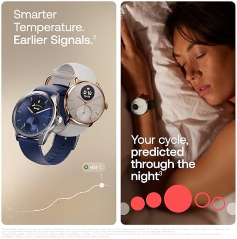 Withings ScanWatch 2 - Reloj inteligente híbrido, monitoreo de frecuencia cardíaca, rastreador de fitness, seguimiento de ciclo, monitoreo del sueño, rastreador GPS, duración de la batería de 30 días, compatible con Android y Apple, HSA/FSA