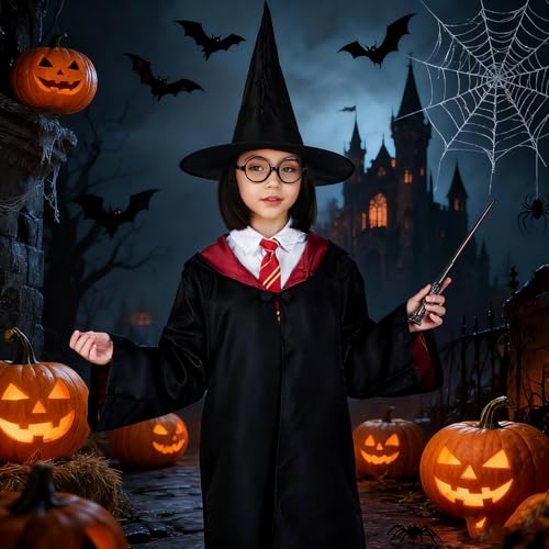 Wizard Costume for Boys Girls  Wizard Robe with Accessory Set for Halloween Cosplay Party