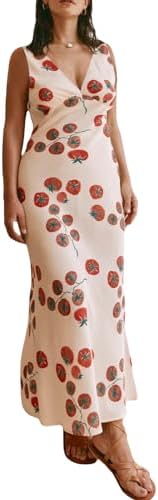 TALLA S, - Women Y2k Vintage Printed Maxi Dress Spaghetti Strap Floral Midi Slip Dress Backless Long Flowy Sundress