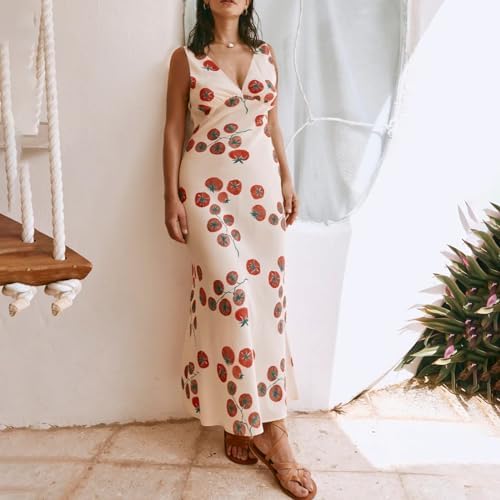 TALLA S, - Women Y2k Vintage Printed Maxi Dress Spaghetti Strap Floral Midi Slip Dress Backless Long Flowy Sundress
