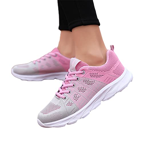 Womens Walking Running Shoes Lightweight Non Slip Tennis Fashion Sneakers Colorblock Platform Lace Up Breathable Casual Shoes