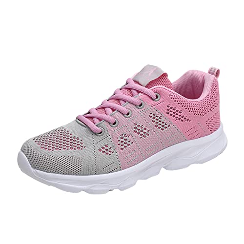 Womens Walking Running Shoes Lightweight Non Slip Tennis Fashion Sneakers Colorblock Platform Lace Up Breathable Casual Shoes