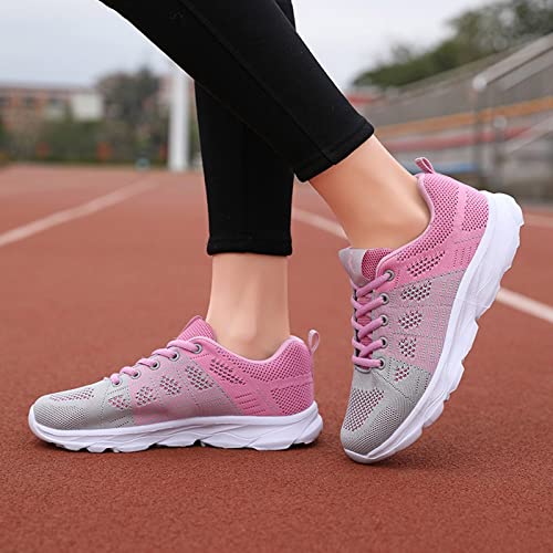 Womens Walking Running Shoes Lightweight Non Slip Tennis Fashion Sneakers Colorblock Platform Lace Up Breathable Casual Shoes