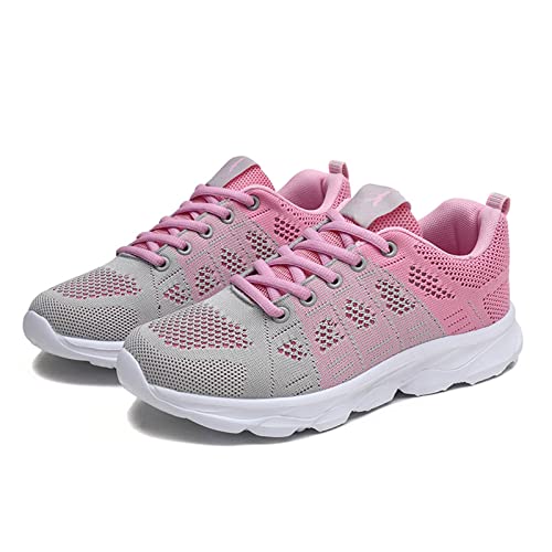 Womens Walking Running Shoes Lightweight Non Slip Tennis Fashion Sneakers Colorblock Platform Lace Up Breathable Casual Shoes