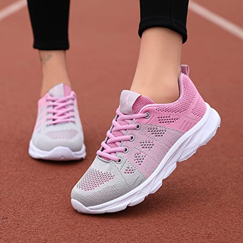 Womens Walking Running Shoes Lightweight Non Slip Tennis Fashion Sneakers Colorblock Platform Lace Up Breathable Casual Shoes