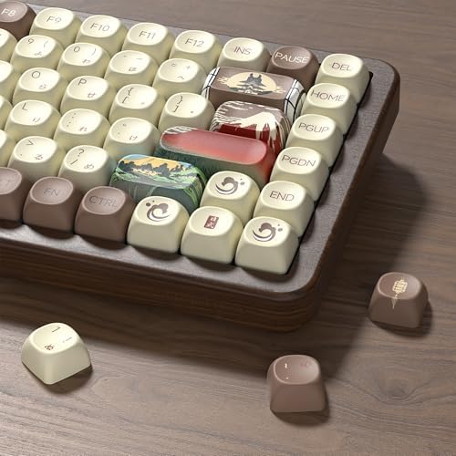 Womier 75% Wireless Creamy Keyboard with Wood Shell, QMK/VIA WD75 V2 Retro Mechanical Gaming Keyboard 8000mAh Battery, Tri-Mode Custom Key Board RGB Hot Swappable, MOA Japanese Keycap-Linear Switch