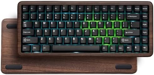 Womier 75% Wireless Creamy Keyboard with Wood Shell, QMK/VIA WD75 V2 Retro Mechanical Gaming Keyboard 8000mAh Battery, Tri-Mode Custom Key Board RGB Hot Swappable, MOA Japanese Keycap-Linear Switch