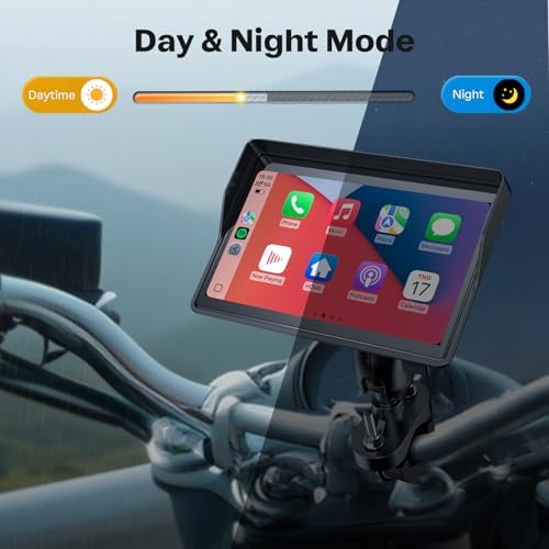 WonVon 5 Inch Motorcycle Carplay GPS Navigation System with Apple Carplay and Android Auto Portable Screen with Dual Bluetooth  Navigation  Siri  Google Assistant Not Inchluded TPMS 