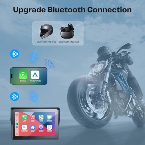 WonVon 5 Inch Motorcycle Carplay GPS Navigation System with Apple Carplay and Android Auto Portable Screen with Dual Bluetooth  Navigation  Siri  Google Assistant Not Inchluded TPMS 