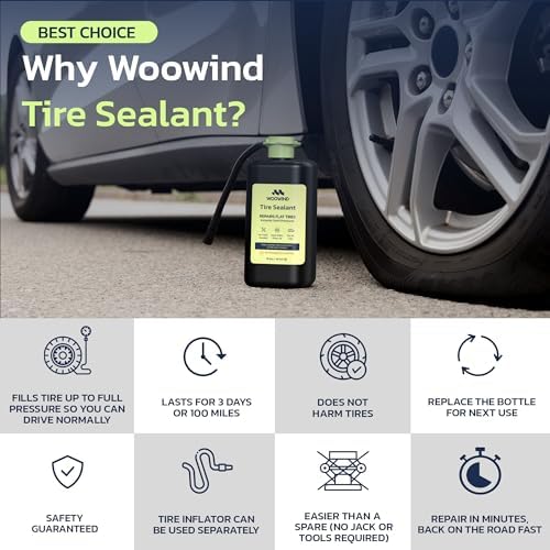 Woowind 3 in 1 Jump Starter  16000mAh Booster  65W Power Bank  150PSI Air Compressor & Tire Sealant Kit for 6 0L Gas/2 5L Diesel Engines  TPMS Safe  V01   Tire Sealant 