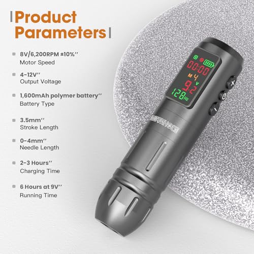 Wormhole Tattoo Kit 77PCS Wireless Tattoo Gun Kit with 1 600 mAh Capacity Battery  20PCS Tattoo Needles with Finger Ledge  Complete Tattoo Machine Kit Smart Tattoo Pen for Tattooists WTK317