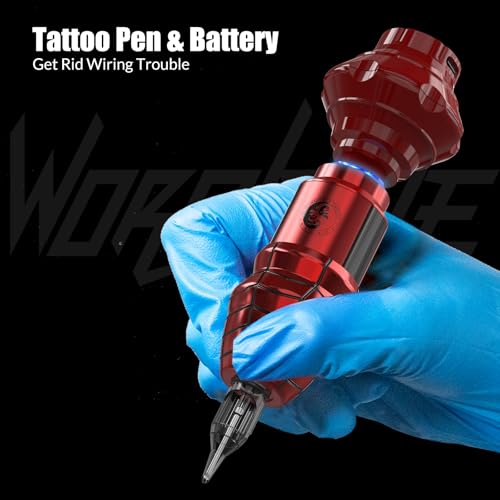 Wormhole Wireless Tattoo Machine Kit Tattoo Practice Kit Wireless Tattoo Gun with 1 050 mAh Capacity Power Supply  Tattoo Pen Kit 20 Tattoo Needles 10 Tattoo Ink WTK409