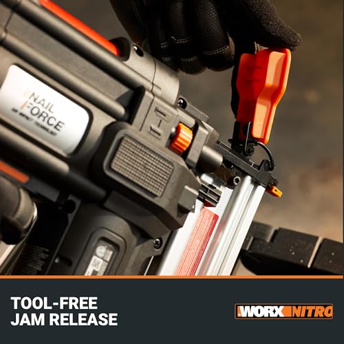 Worx Nitro 20V 18GA Cordless Brad Nailer  Cordless Nail Gun  Nail Gun Battery Powered  Up to 2 Inch  Tool Free Jam Release  Trimming & Molding  Baseboard WX842L PowerShare   Battery  Charger Included