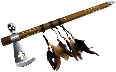 Wuu Jau Co L 111 Native American Peace Pipe Tomahawk Axe  18  Silver