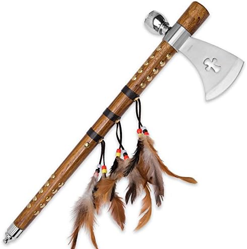 Wuu Jau Co L 111 Native American Peace Pipe Tomahawk Axe  18  Silver