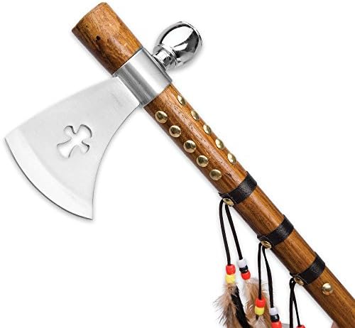 Wuu Jau Co L 111 Native American Peace Pipe Tomahawk Axe  18  Silver