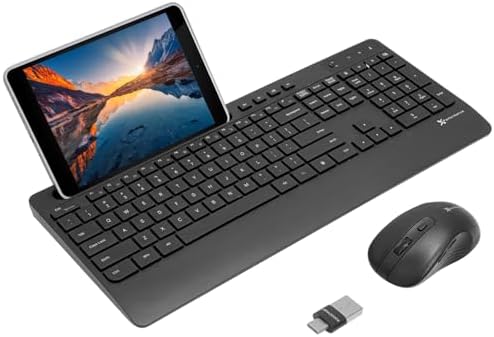 X9 Wireless USB C Keyboard and Mouse Combo   Dual Port Compatibility  USB C   A    Versatile Mouse Keyboard Combo Wireless w/ 8 Phone Stand and 113 Keys