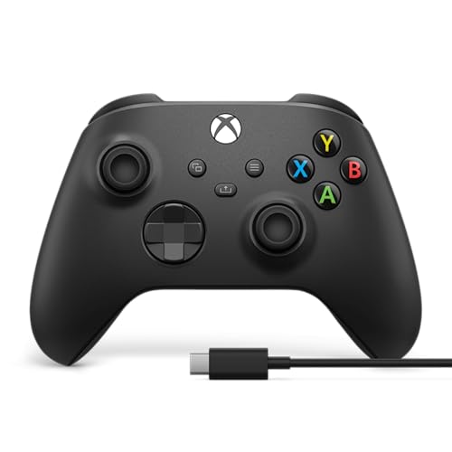XBOX Wireless Gaming Controller   USB C Cable   Carbon Black   Console  PC  & Cloud Devices   Textured Grip   Wireless  Bluetooth  USB C Connectivity