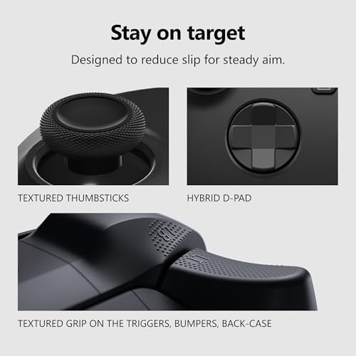 XBOX Wireless Gaming Controller   USB C Cable   Carbon Black   Console  PC  & Cloud Devices   Textured Grip   Wireless  Bluetooth  USB C Connectivity