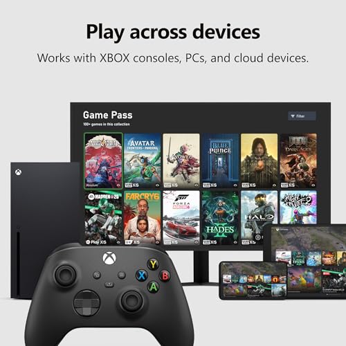 XBOX Wireless Gaming Controller   USB C Cable   Carbon Black   Console  PC  & Cloud Devices   Textured Grip   Wireless  Bluetooth  USB C Connectivity