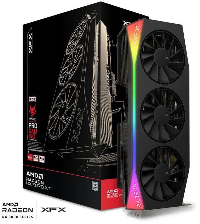 XFX Mercury Radeon RX 9070 XT OC 16GB 256 Bit GDDR6 PCI Express 5 0 RDNA 4 Graphics Card RX 97TRGBBB9