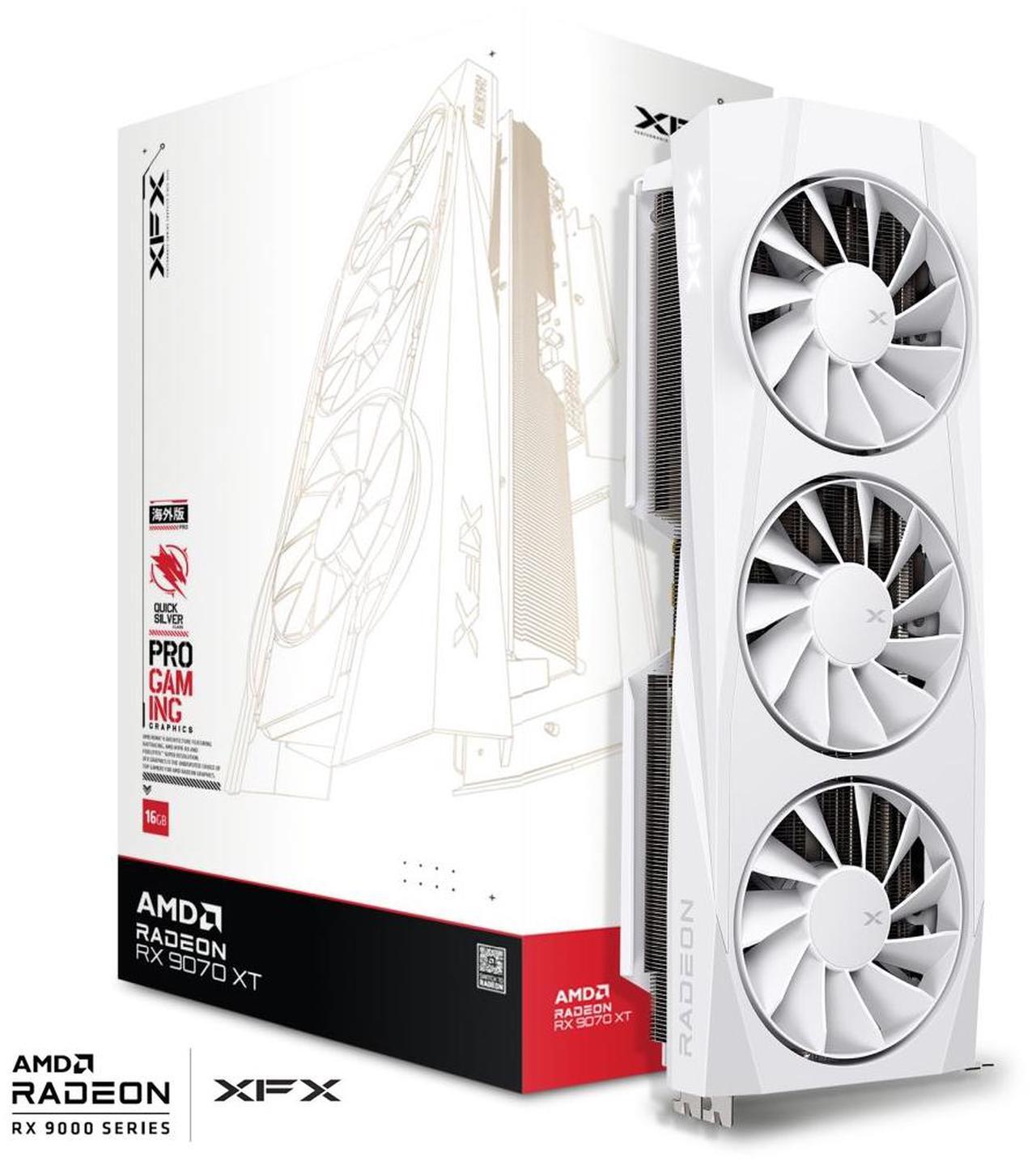 XFX Quicksilver AMD Radeon RX 9070XT RNDA 4 16GB 256 Bit GDDR6 PCI Express 5 0 RDNA 4 White Gaming Graphics Card RX 97TQICKW9