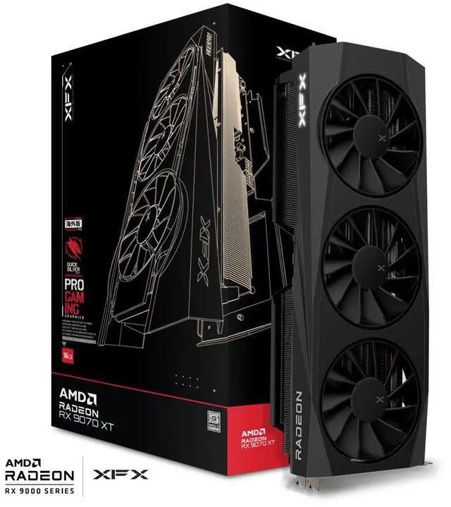 XFX Quicksilver Radeon RX 9070 XT 16GB 256 Bit GDDR6 PCI Express 5 0 RDNA 4 Graphics Card RX 97TQICKB9