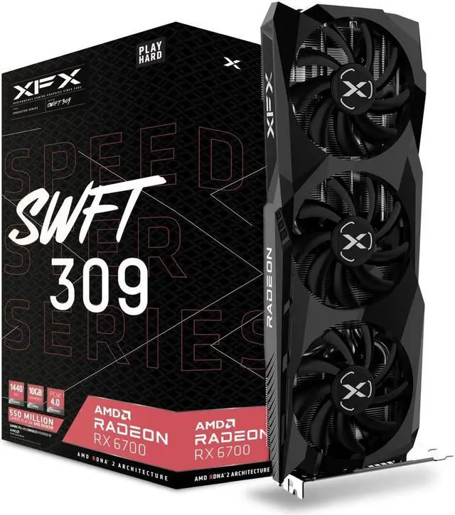 XFX SPEEDSTER SWFT309 AMD Radeon RX 6700 CORE Gaming Graphics Card with 10GB 160 Bit GDDR6  AMD RDNA 2  RX 67XLKWFDV