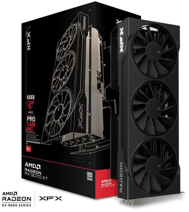 XFX Swift AMD Radeon RX 9070 XT RNDA 4 16GB 256 Bit GDDR6 PCI Express 5 0 RDNA 4 Graphics Card RX 97TSWF3B9