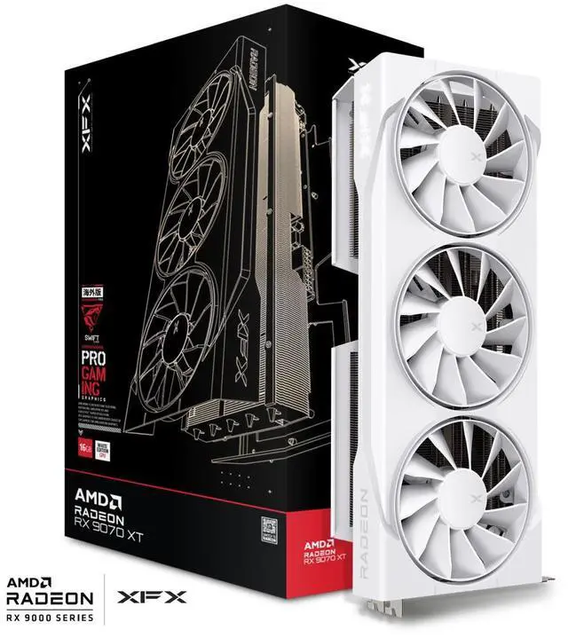 Tarjeta gráfica XFX Swift AMD Radeon RX 9070XT RNDA 4 de 16 GB, 256 bits, GDDR6, PCI-Express 5.0 RDNA 4, color blanco, RX-97TSWF3W9