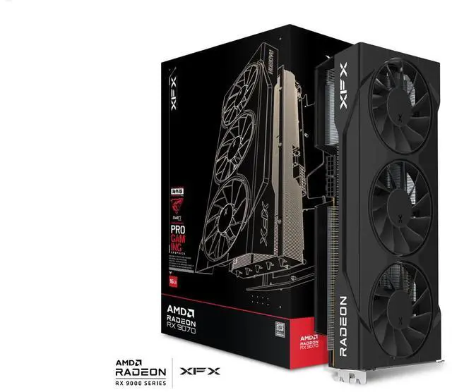 XFX Swift AMD Radeon RX 9070 OC Triple 90mm Fan Gaming Edition RX 97SWFT3B7